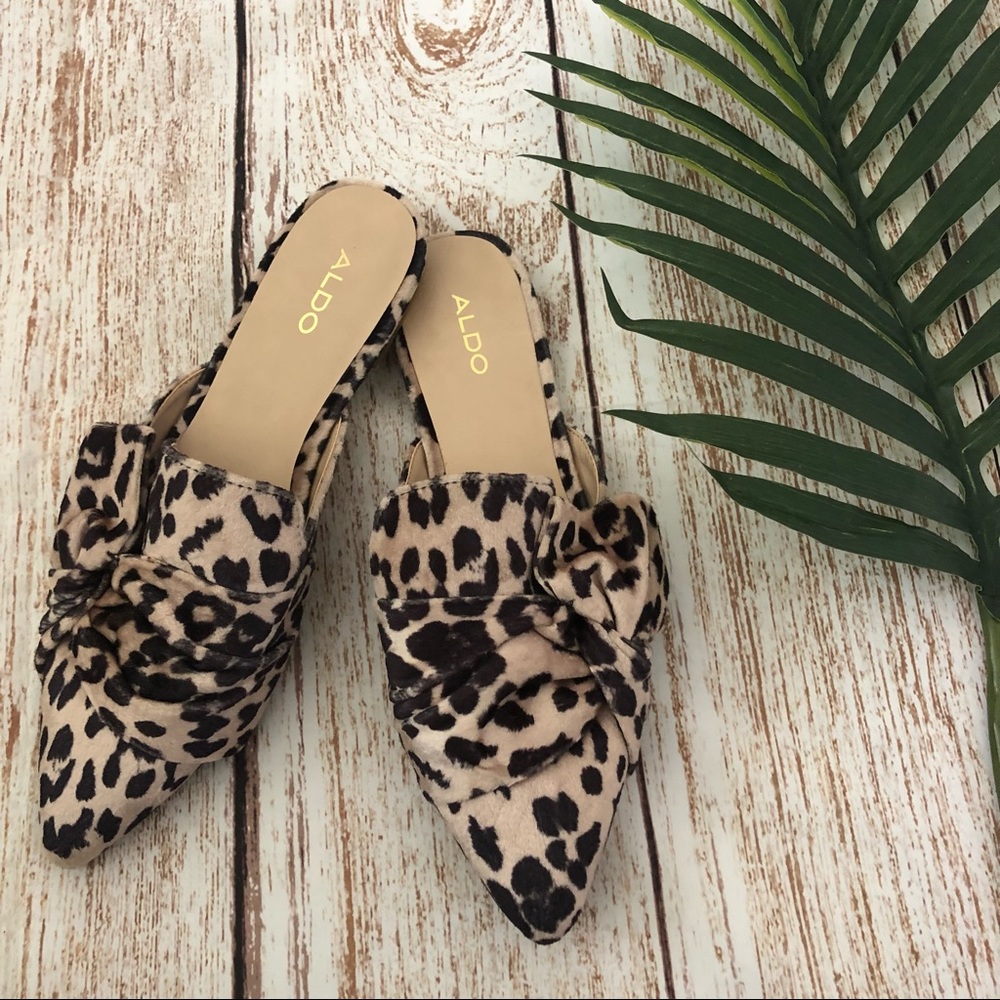 Aldo Animal Print Pointed Toe Mules Size 6